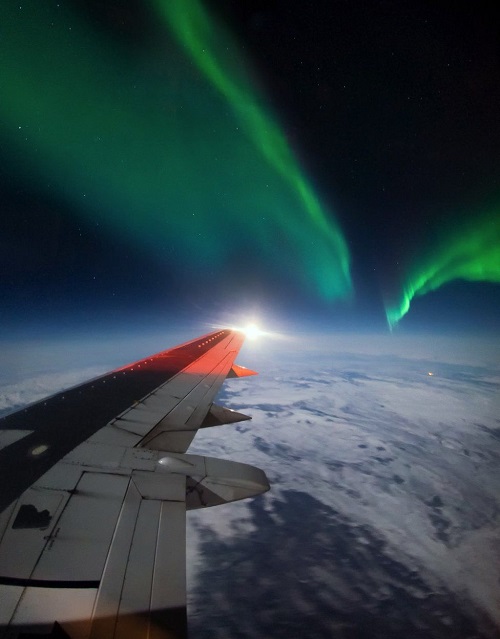 aurora from a plane